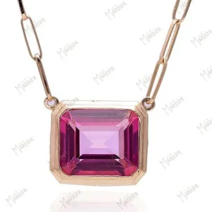 Pink Topaz Necklace Octagon 12x10mm