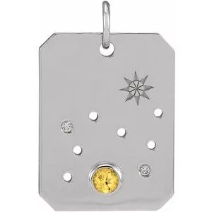 Platinum 14k Yellow Rose White Gold Sterling Silver Diamond Genuine Topaz Leo Zodiac Horoscope Constellation Pendant Necklace