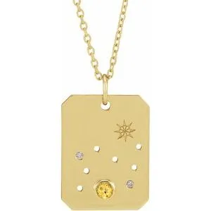 Platinum 14k Yellow Rose White Gold Sterling Silver Diamond Genuine Topaz Leo Zodiac Horoscope Constellation Pendant Necklace