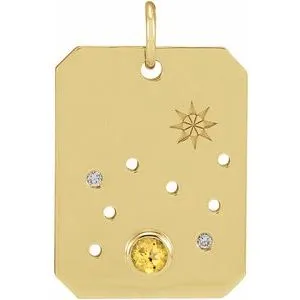 Platinum 14k Yellow Rose White Gold Sterling Silver Diamond Genuine Topaz Leo Zodiac Horoscope Constellation Pendant Necklace