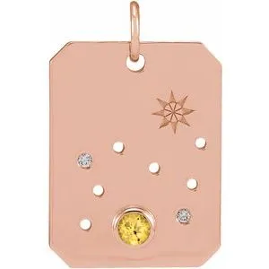 Platinum 14k Yellow Rose White Gold Sterling Silver Diamond Genuine Topaz Leo Zodiac Horoscope Constellation Pendant Necklace