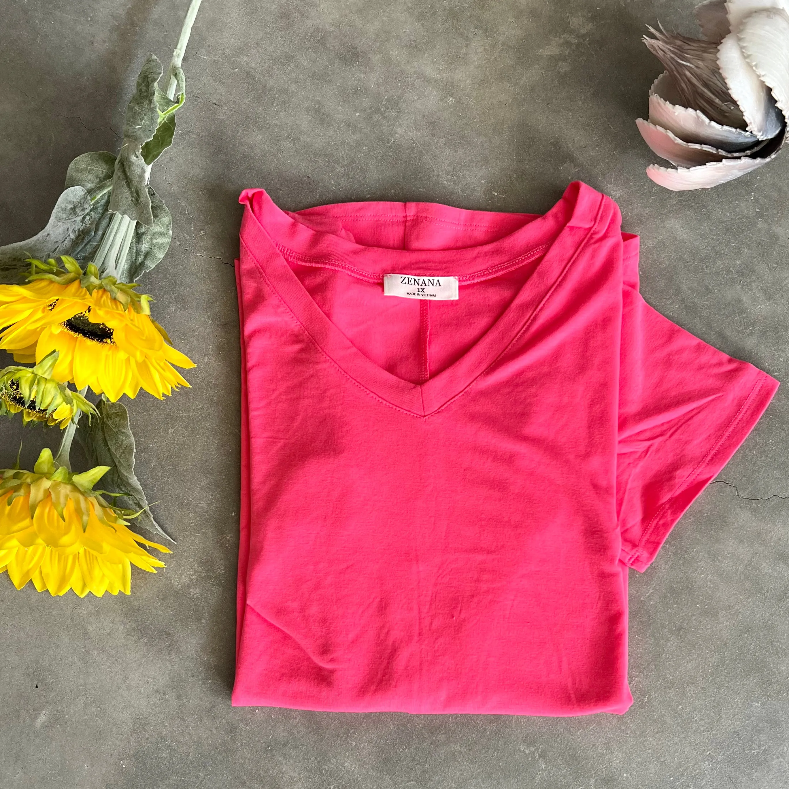 PLUS Basic Short Sleeve V-Neck Tee