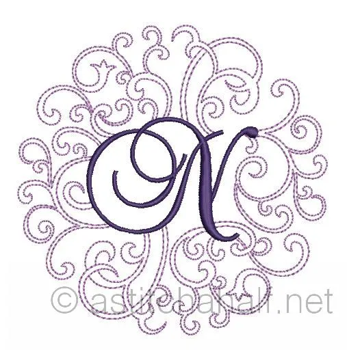 Regal Curls Monogram Letters N