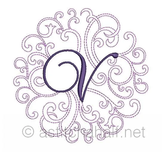 Regal Curls Monogram Letters V