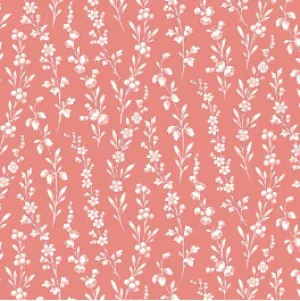 Regal Rose Floral Stripe Pink Yardage