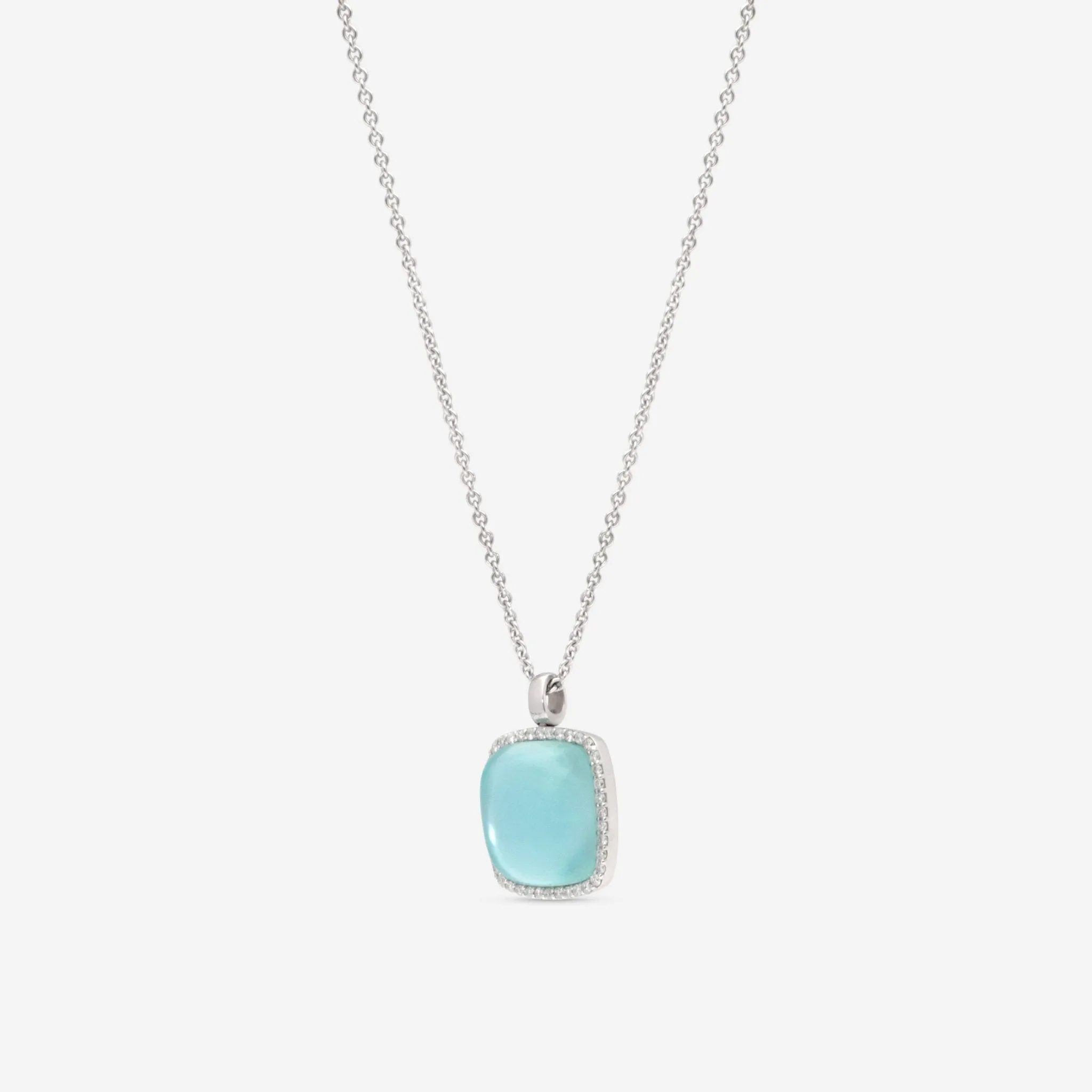 Roberto Coin Cocktail 18K White Gold Diamond, Blue Topaz, Mother of Pearl Necklace 4731180AWCHX
