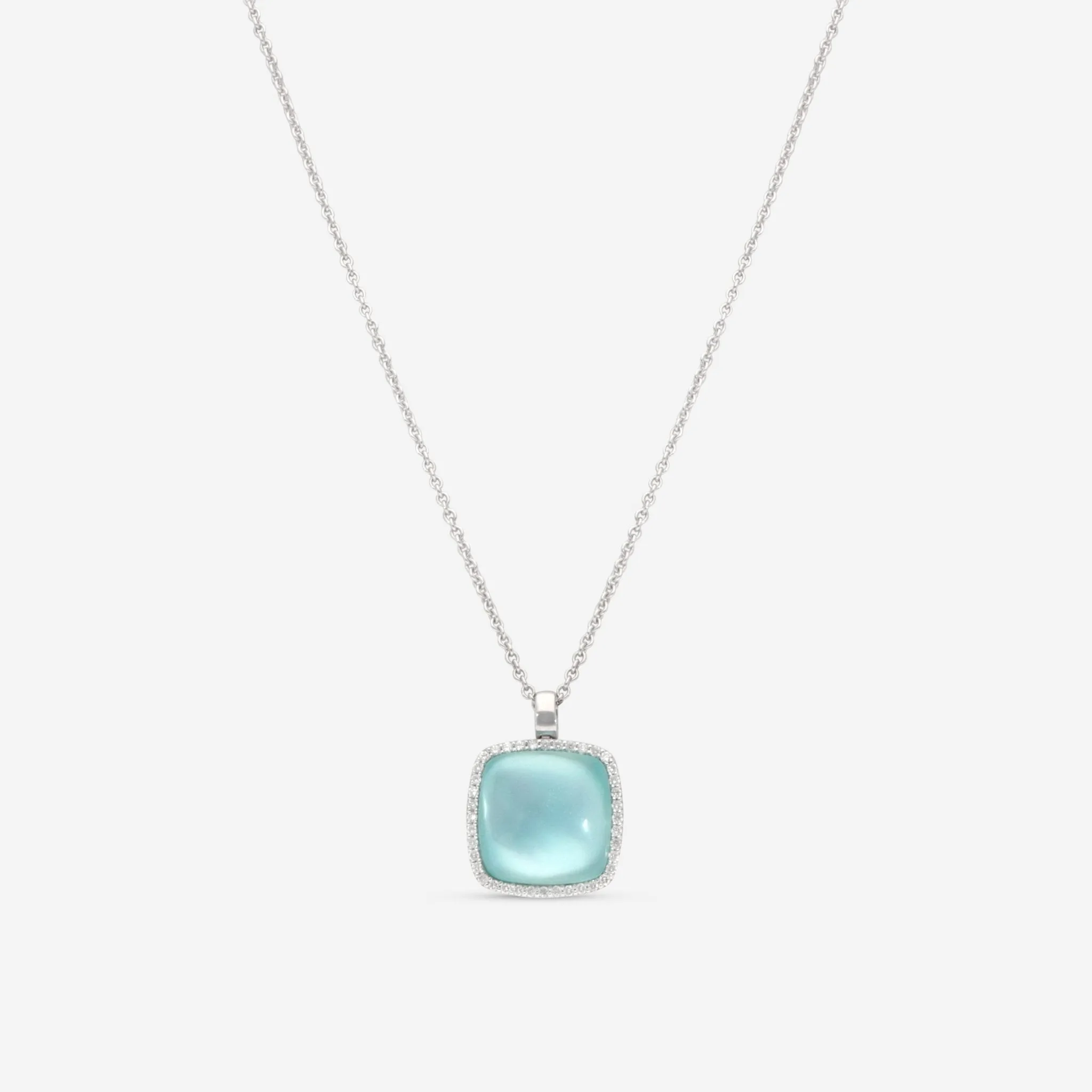 Roberto Coin Cocktail 18K White Gold Diamond, Blue Topaz, Mother of Pearl Necklace 4731180AWCHX