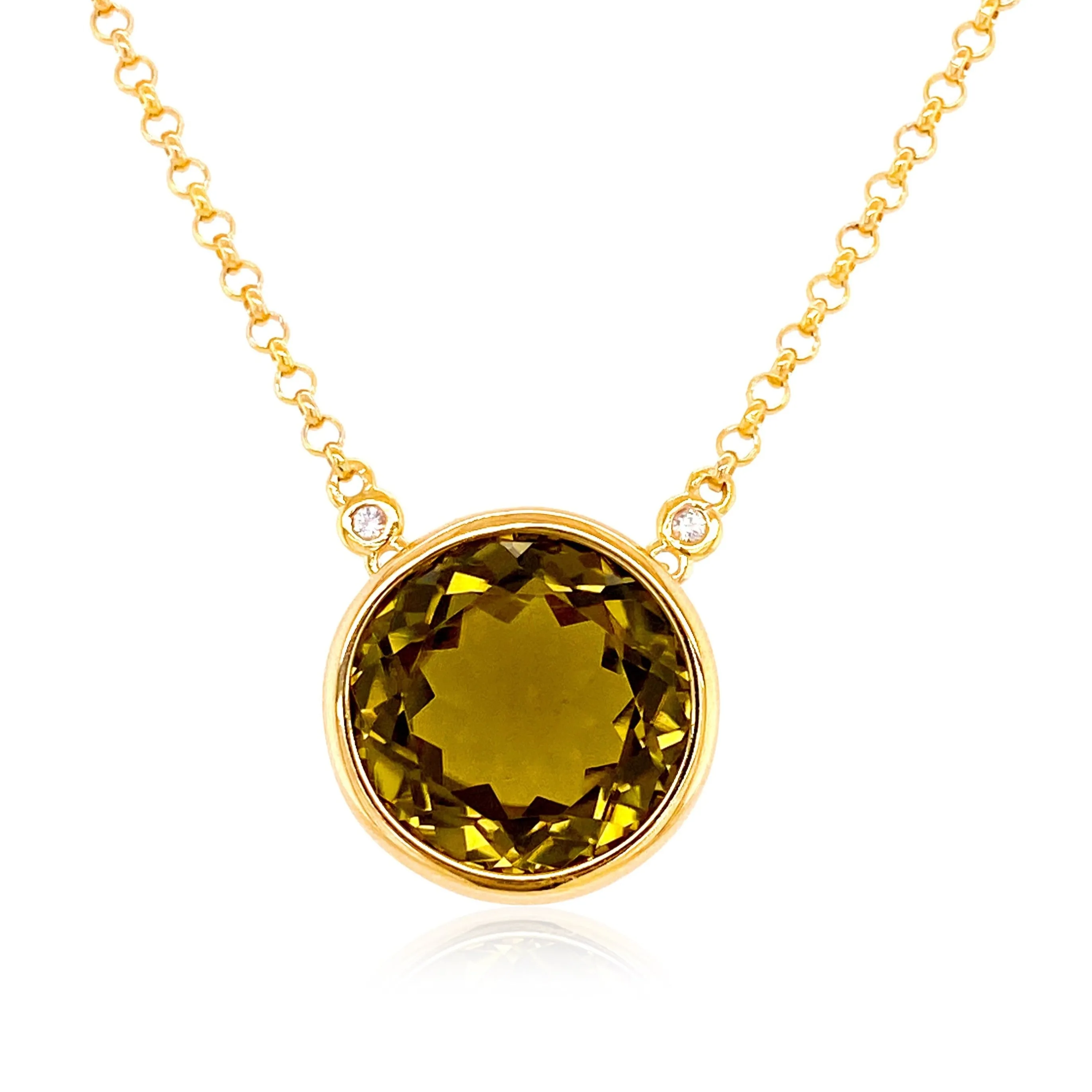 SIGNATURE Necklace (1287) - Olive Quartz / YG