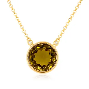 SIGNATURE Necklace (1287) - Olive Quartz / YG