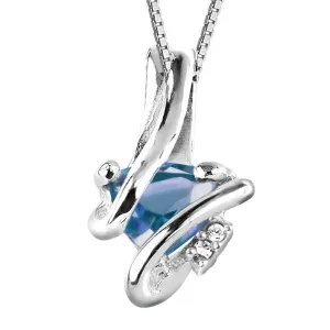 Silver Diamond And Blue Topaz Pendant