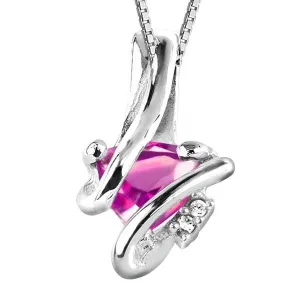 Silver Diamond And Pink Topaz Pendant