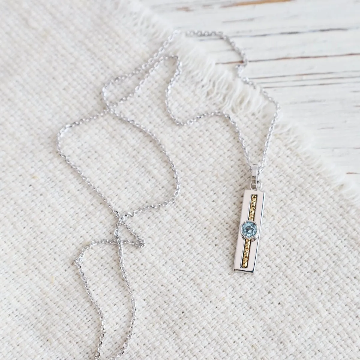 Sterling Silver & Gold Plated Blue Topaz Soprano Necklace