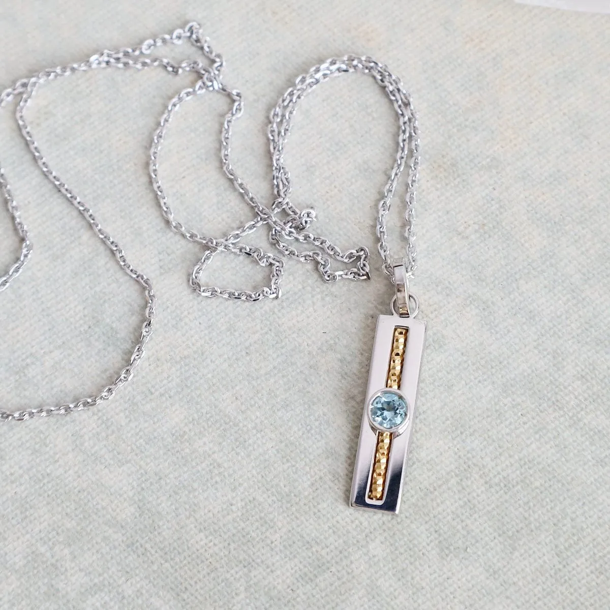 Sterling Silver & Gold Plated Blue Topaz Soprano Necklace