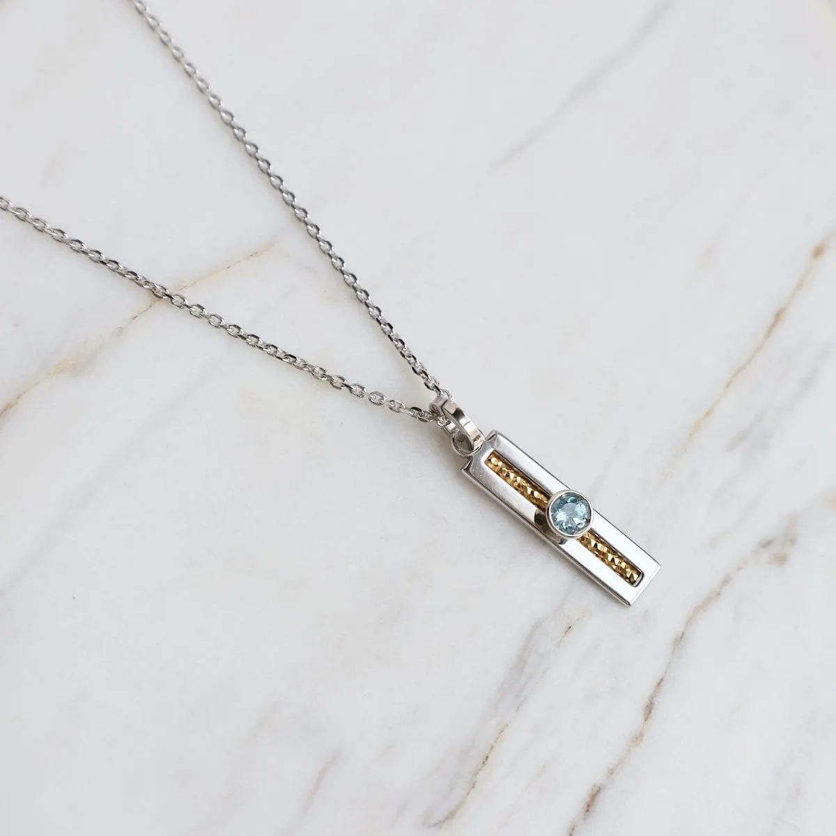 Sterling Silver & Gold Plated Blue Topaz Soprano Necklace