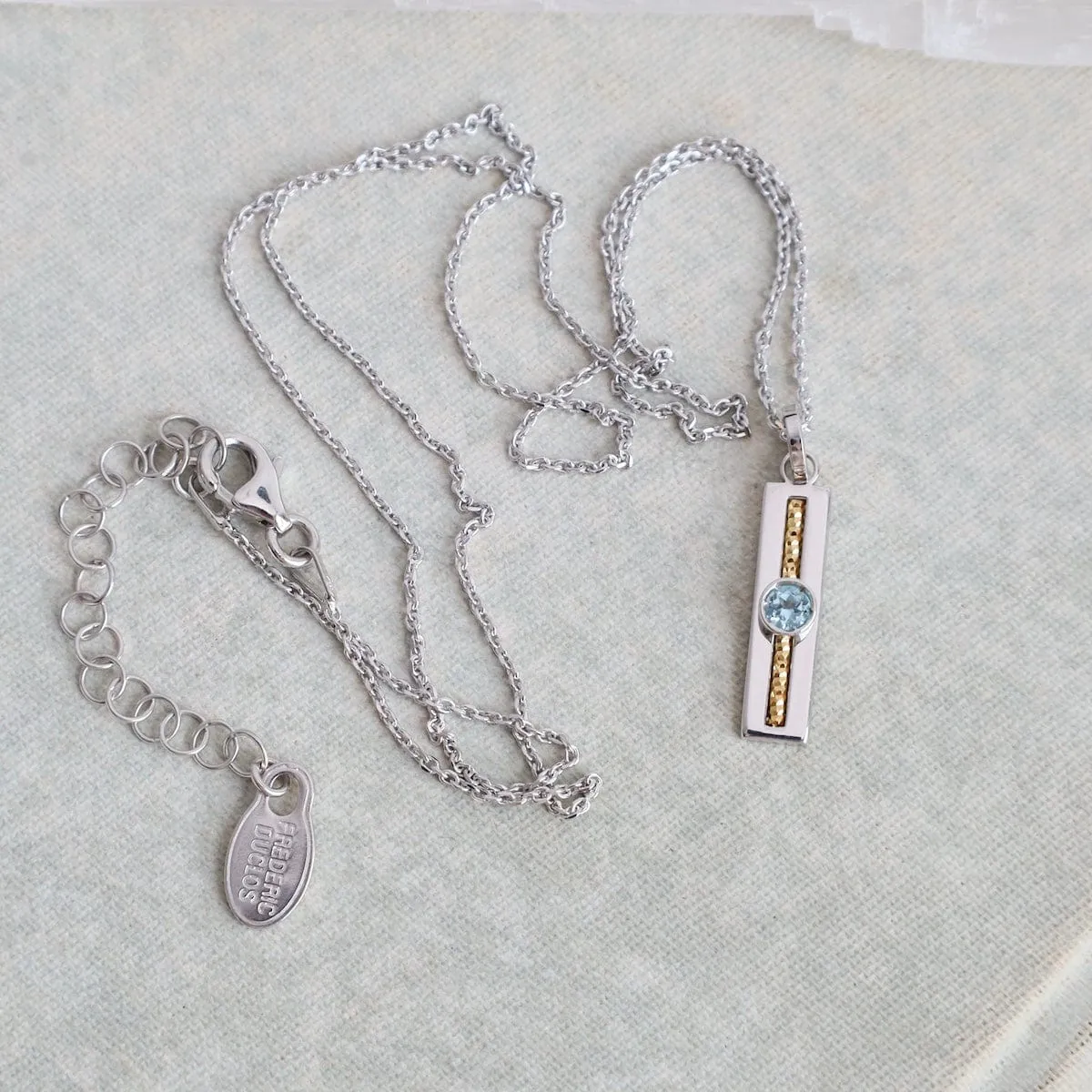 Sterling Silver & Gold Plated Blue Topaz Soprano Necklace