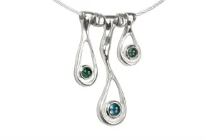 Sterling silver Melting Necklace with Blue Topaz and Tourmaline