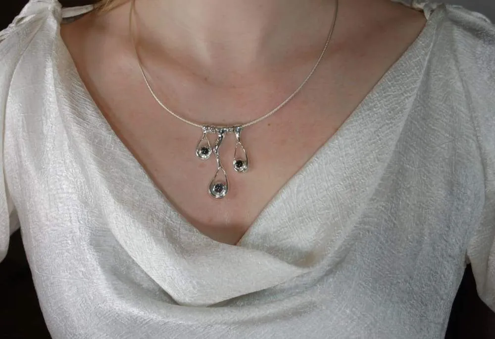 Sterling silver Melting Necklace with Blue Topaz and Tourmaline